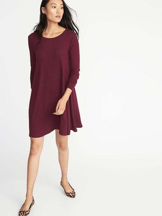 Old Navy Womens Plush-knit Swing Dress For Women Maroon Jive Size M