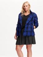 Old Navy Womens Plus Plaid Cropped Pea Coats Size 1x Plus - Blue Plaid