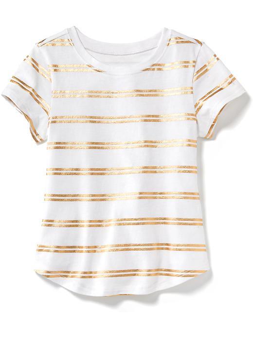 Old Navy Allover Floral Tee - Gold Stripe Top