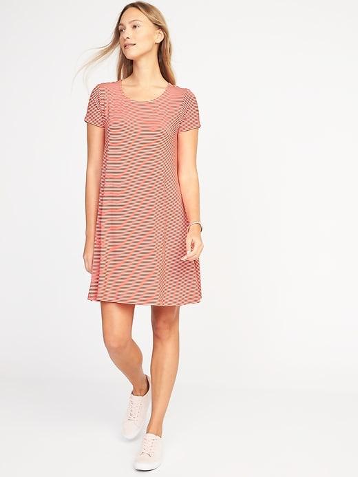 Old Navy Womens Jersey-knit Swing Dress For Women Coral Stripe Size Xl