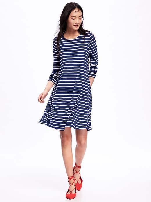 Old Navy Knit Swing Dress For Women - Navy Stripe
