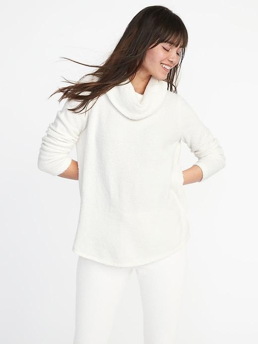 Old Navy Womens Plush Funnel-neck Pullover For Women Creme De La Creme Size Xxl