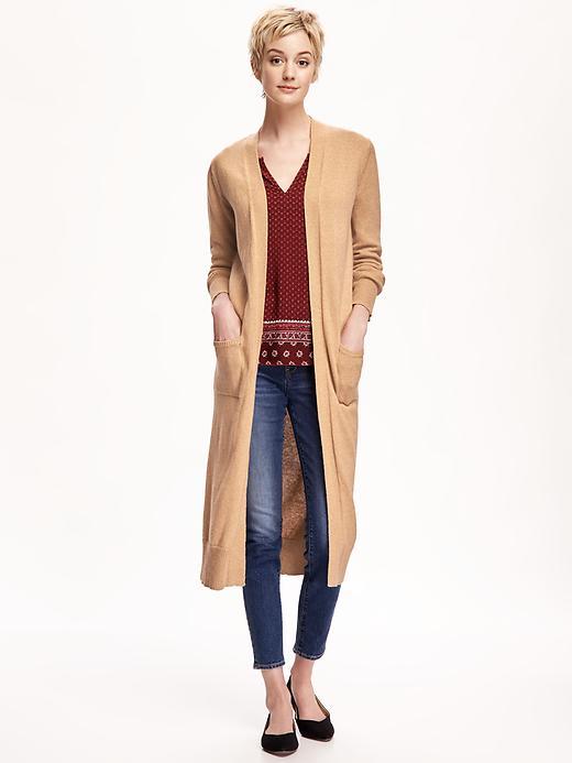 Old Navy Super Long Open Front Cardi For Women - Caramel