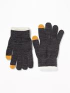 Old Navy Womens Text-friendly Sweater-knit Gloves For Women Dark Charcoal Gray Size One Size