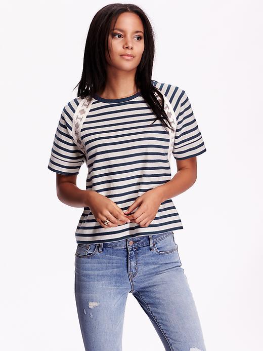 Old Navy Womens Striped Terry Dolman Top Size Xxl Petite - Navy Stripe