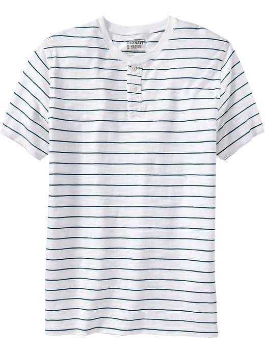 Old Navy Mens Thin Stripe Slub Knit Henleys - Bright White