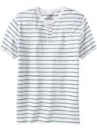 Old Navy Mens Thin Stripe Slub Knit Henleys - Bright White