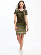 Old Navy Fitted V Neck Tee Dress For Women - Fall Navy Stripe