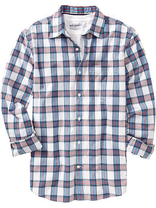 Old Navy Mens Everyday Classic Slim Fit Shirts - Blue/red Plaid