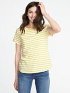 Old Navy Womens Everywear Striped Crew-neck Tee For Women Yellow Stripes Size Xxl