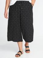 Old Navy Womens Mid-rise Plus-size Soft Culottes Black Print Size 1x