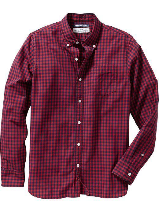 Mens Slim Fit Patterned Button Front Shirts Size L - Robbie Red