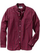 Mens Slim Fit Patterned Button Front Shirts Size L - Robbie Red