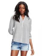 Old Navy Mandarin Collar Gauze Shirt For Women - White