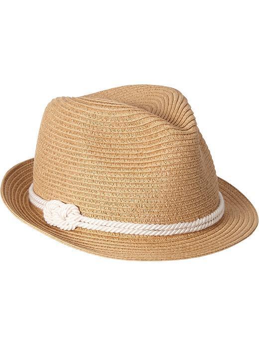 Old Navy Old Navy Womens Straw Braided Trim Fedoras - Natural