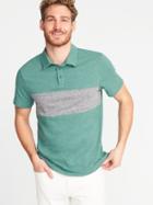 Old Navy Mens Color-block Slub-knit Polo For Men Sage Advice Size S