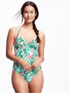 Old Navy Bandeau Halter Swimsuit For Women - Green Floral