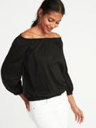 Old Navy Womens Off-the-shoulder Cinched-waist Top For Women Black Size Xs