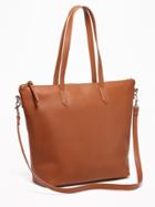 Old Navy Womens Faux-leather Zip-top Tote For Women Cognac Brown Size One Size
