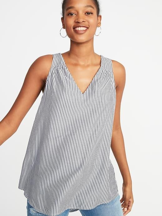 Relaxed Sleeveless V-neck Top For Women