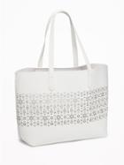 Old Navy Womens Faux-leather Laser-cut Tote For Women Bone Size One Size