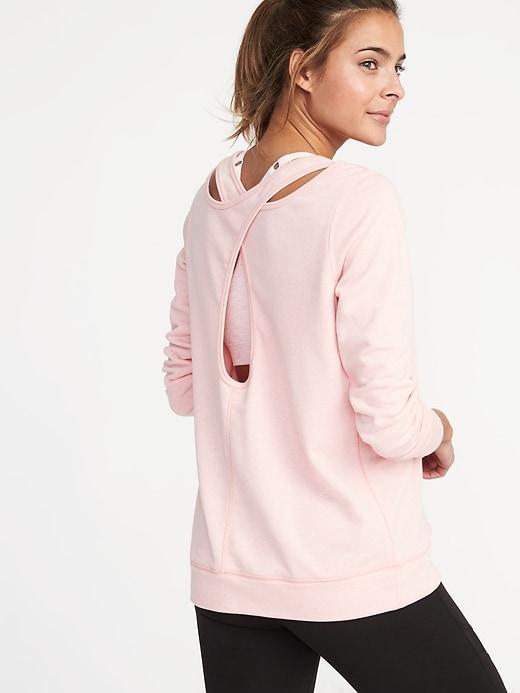 Old Navy Womens Relaxed French-terry Keyhole-back Sweatshirt For Women Bella Donna Pink Size M