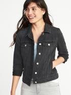 Old Navy Womens Distressed Black Denim Jacket For Women Midnight Black Size Xxl
