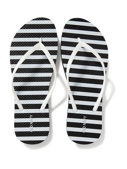 Old Navy Printed Flip Flops For Women - Black/white Stripe