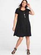 Old Navy Womens Short-sleeve Plus-size Jersey-knit Swing Dress Black Size 4x