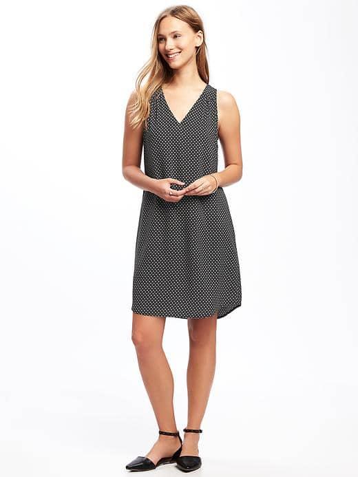 Old Navy Sleeveless Cutout Back Shift Dress For Women - Black Print