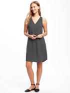 Old Navy Sleeveless Cutout Back Shift Dress For Women - Black Print