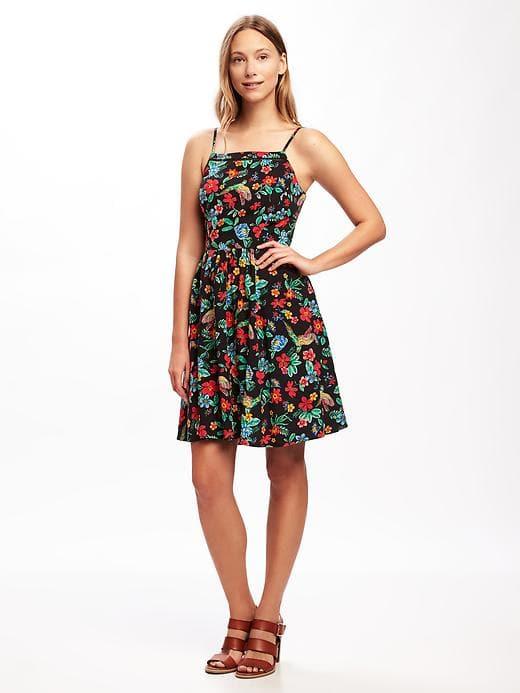 Old Navy Fit & Flare Cami Dress For Women - O.n. New Black Floral