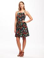 Old Navy Fit & Flare Cami Dress For Women - O.n. New Black Floral