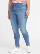 Old Navy Womens High-rise Secret-slim Plus-size Button-fly Rockstar Jeans Agave Size 18