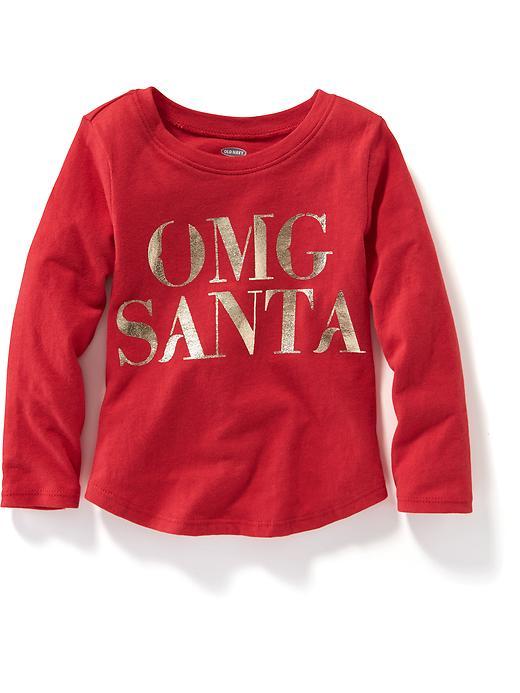 Old Navy Long Sleeve Graphic Tee Size 12-18 M - Santa