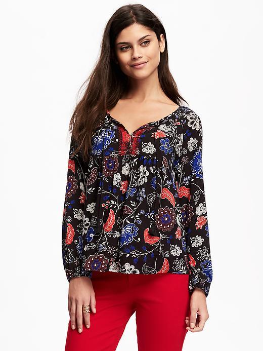 Old Navy Lightweight Swing Blouse For Women - Black Print