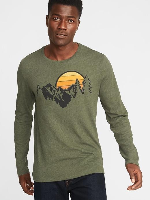 Old Navy Mens Soft-washed Graphic Crew-neck Tee For Men Mountain Sunrise Size Xs