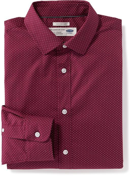 Old Navy Regular Fit Built In Flex Signature Non Iron Shirt For Men - Gosh Garnet