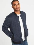 Old Navy Mens Quilted Sweater-fleece Bomber Jacket For Men Houndstooth Size L