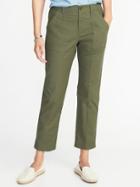 Old Navy Womens Mid-rise Raw-edge Utility Chinos For Women Arugula Size 0