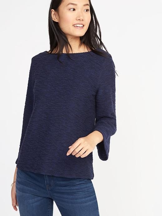 Old Navy Womens Textured Boucl-knit Top For Women Dark Blue Size Xs