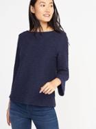 Old Navy Womens Textured Boucl-knit Top For Women Dark Blue Size Xs