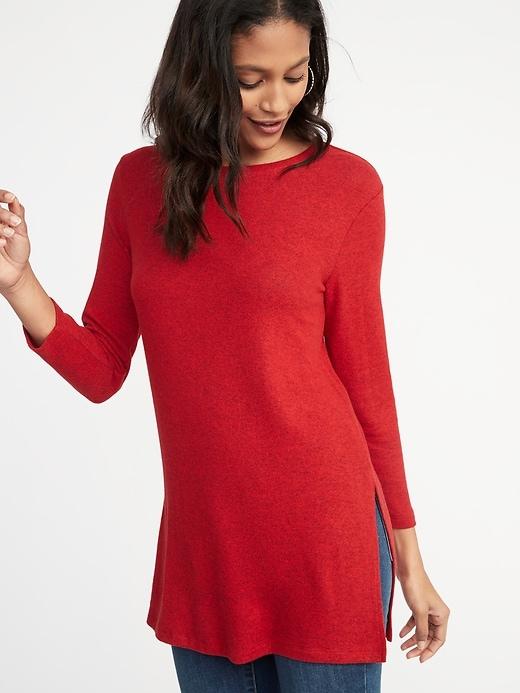Old Navy Womens Relaxed Plush-knit Tunic Tee For Women Red Size S