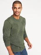 Old Navy Mens Garment-dyed Intarsia-knit Sweater For Men Matcha Green Size Xs