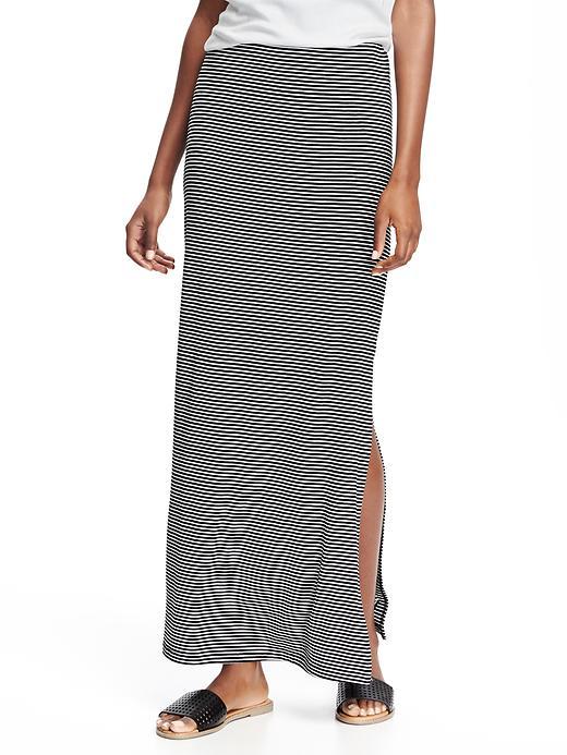 Old Navy Fitted Maxi Skirt For Women - Black/white Stripe