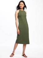 Old Navy High Neck Side Slit Midi Dress For Women - Green Days
