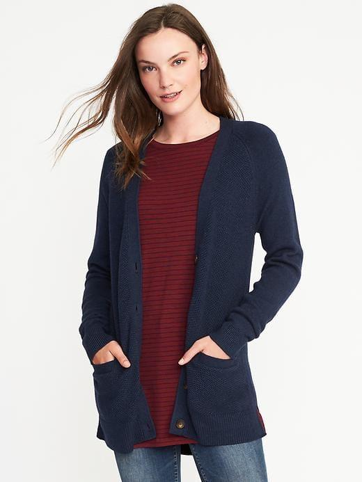 Old Navy Textured Stitch Boyfriend Cardi For Women - Navy Heather