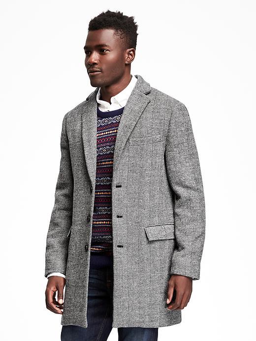 Old Navy Tweed Coat For Men - Dark Charcoal Gray