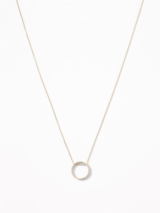 Old Navy  Circle-pendant Chain Necklace For Women Gold Size One Size