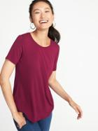 Old Navy Womens Relaxed Luxe Crew-neck Tee For Women Winter Wine Size L